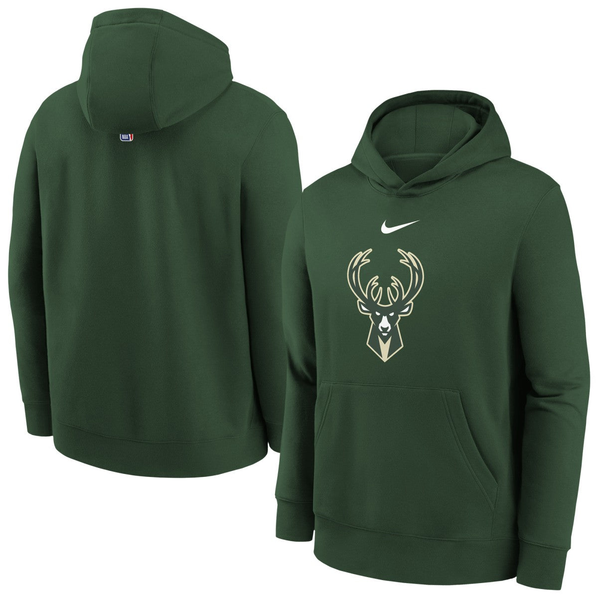 Nike - Milwaukee Bucks Youth 2025/26 Club Fleece Hoodie - Hunter Green