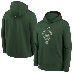 Nike - Milwaukee Bucks Youth 2025/26 Club Fleece Hoodie - Hunter Green