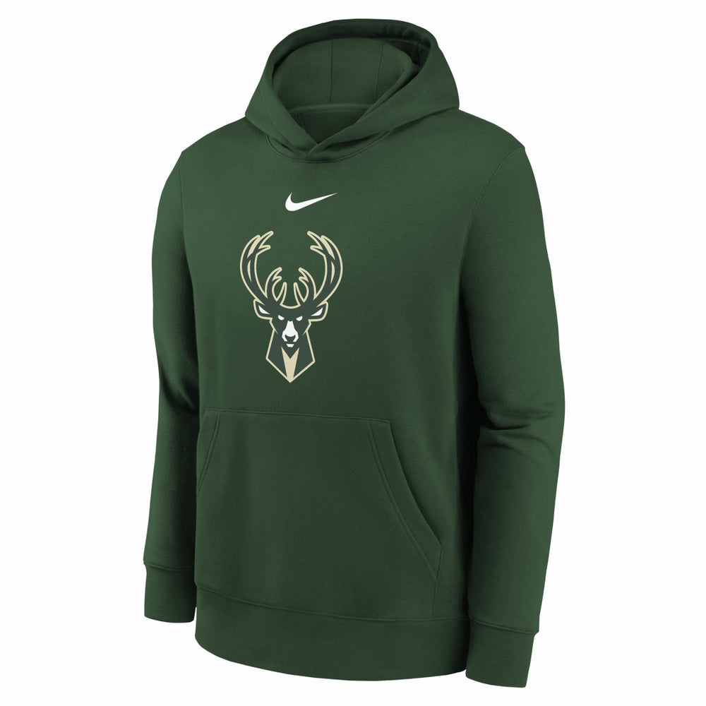 Nike - Milwaukee Bucks Youth 2025/26 Club Fleece Hoodie - Hunter Green