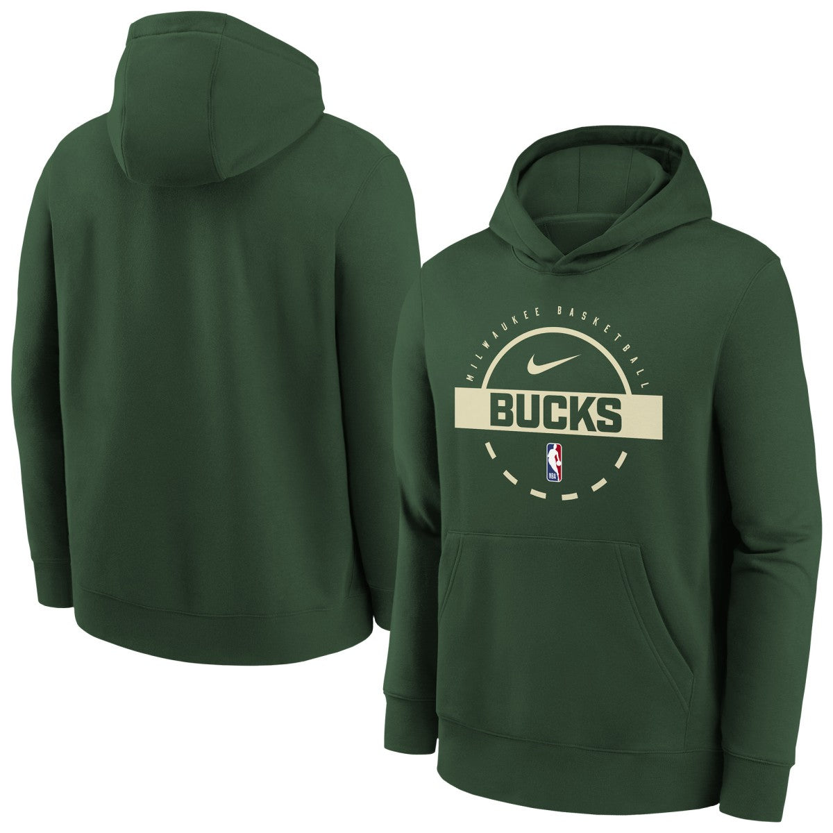 Nike - Milwaukee Bucks Youth 2025/26 Club Fleece Practice Hoodie - Hunter Green