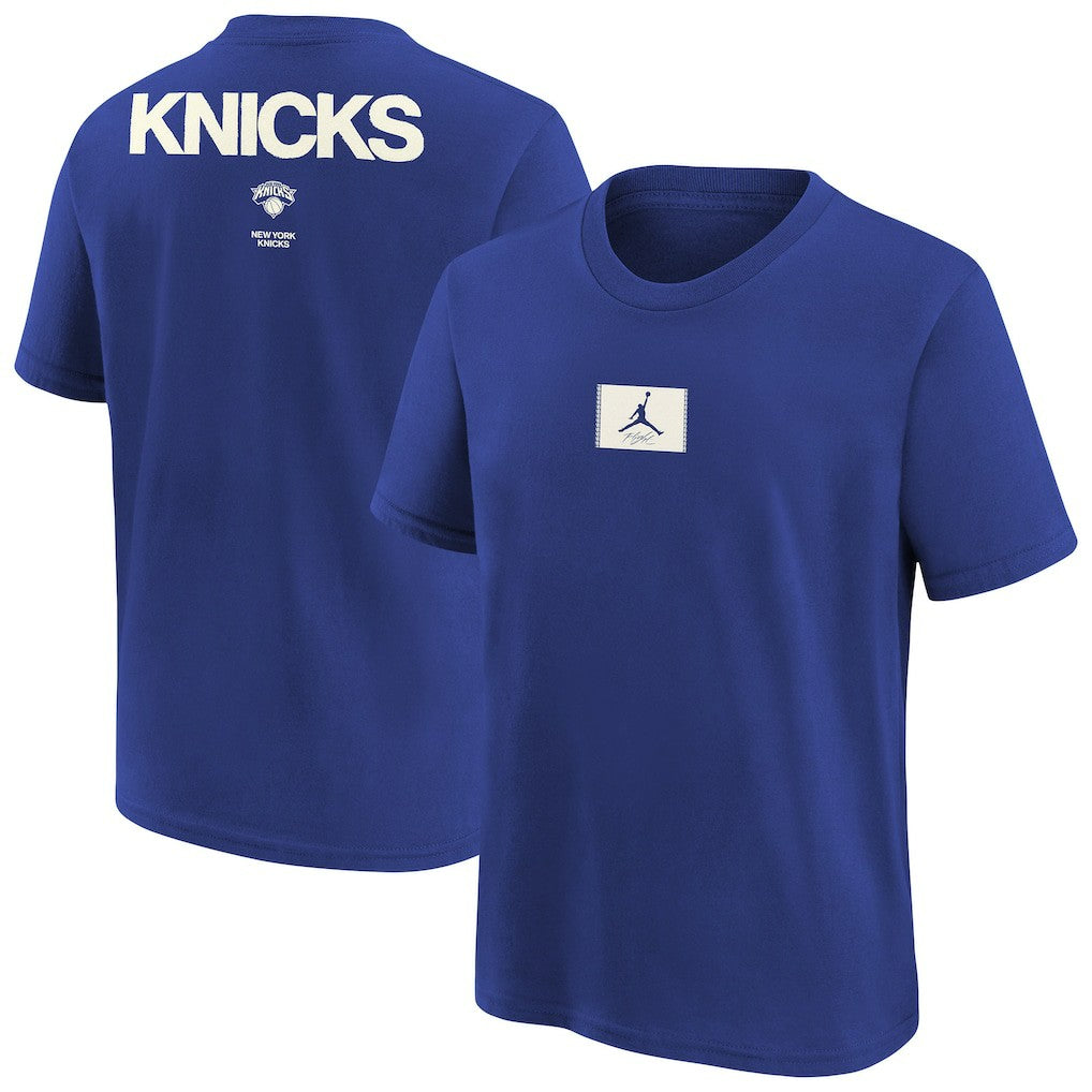 NBA - New York Knicks Jordan Brand Youth Courtside Statement 85 T-Shirt - Royal