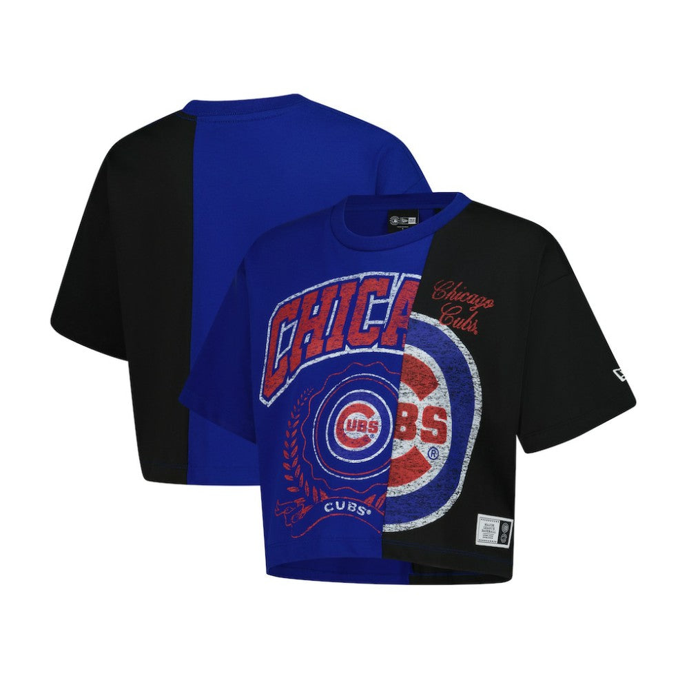 Chicago Cubs New Era Women's Upcycled Colorblocked Boxy Cropped T-Shirt Near Me