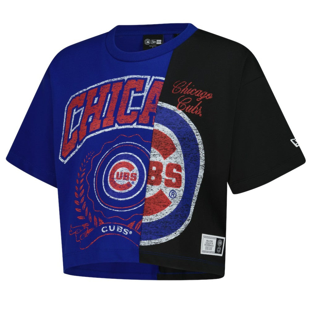 Chicago Cubs New Era Women's Upcycled Colorblocked Boxy Cropped T-Shirt Near Me