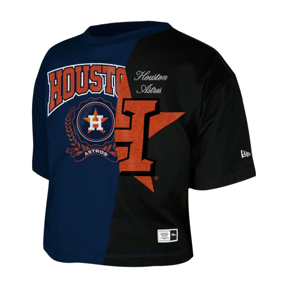 Houston Astros New Era Women's Upcycled Colorblocked Boxy Cropped T-Shirt Near Me