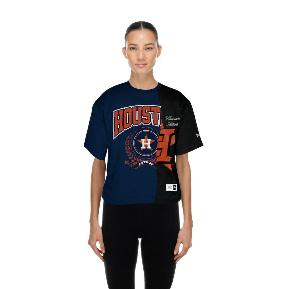Houston Astros New Era Women's Upcycled Colorblocked Boxy Cropped T-Shirt Near Me