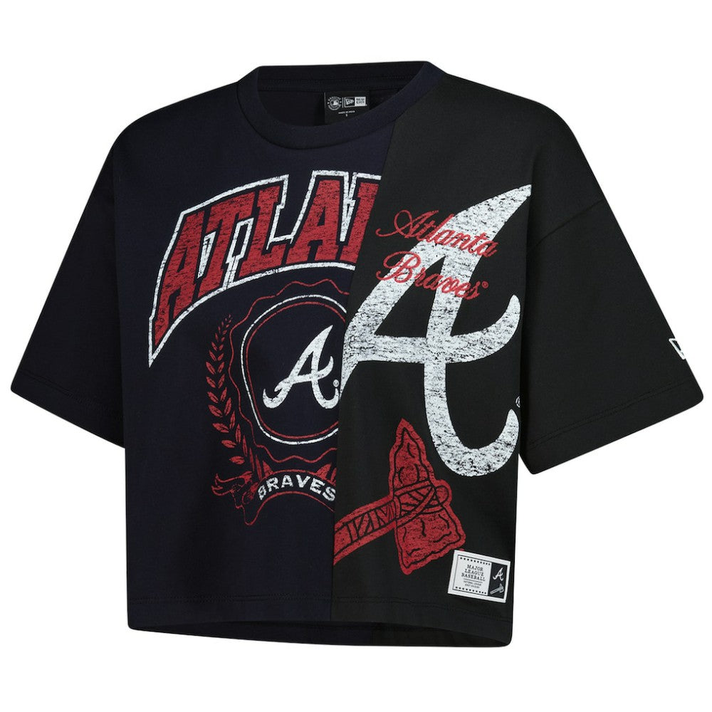 Atlanta Braves New Era Women's Upcycled Colorblocked Boxy Cropped T-Shirt Near Me