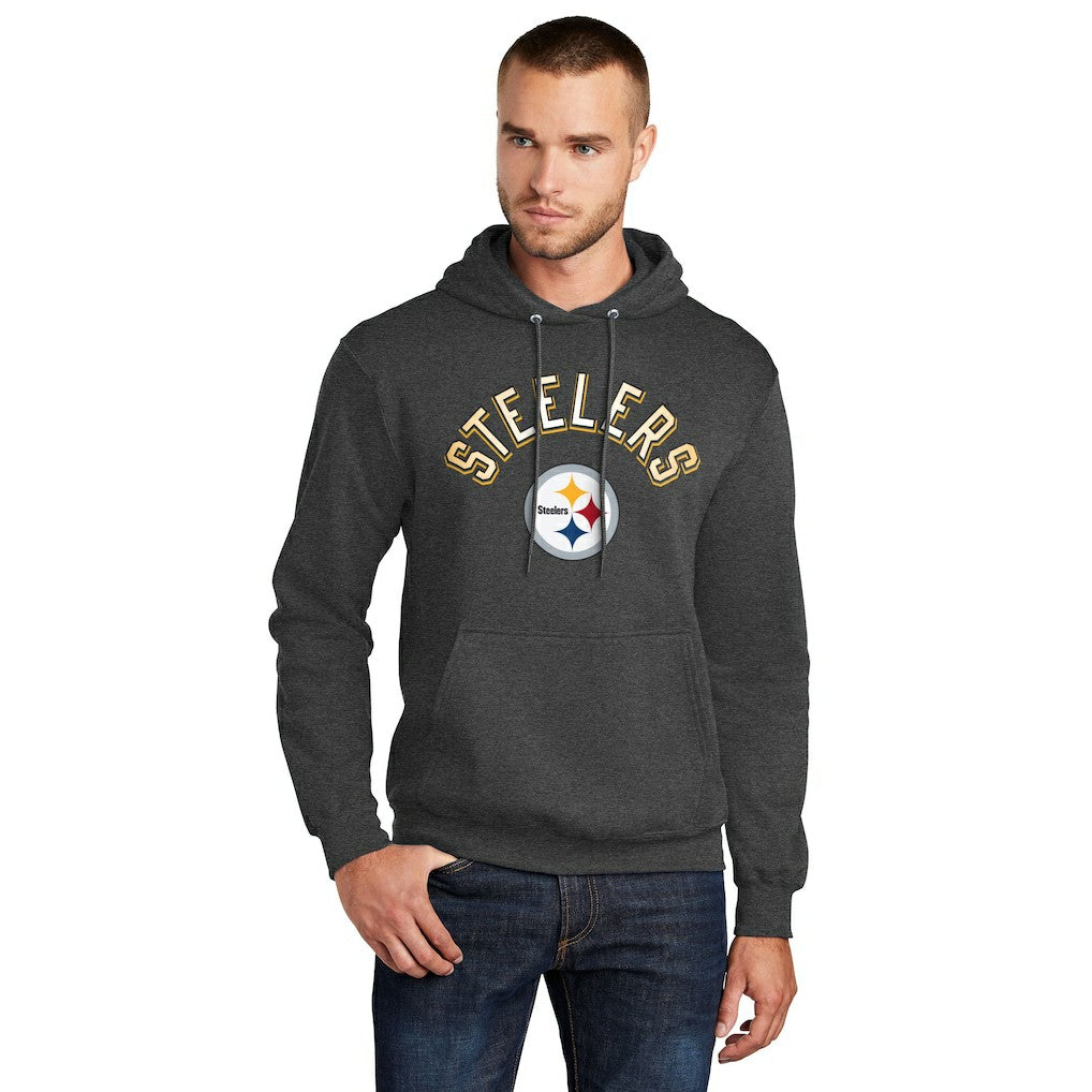 Pittsburgh Steelers Starter Arch Over Logo Pullover Hoodie Charcoal - NFL