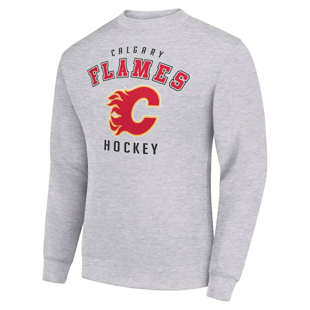 Calgary Flames - Men's Starter Team Logo Fleece Pullover Sweatshirt Heather Gray
