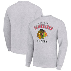 Chicago Blackhawks Men's Starter Team Logo Fleece Pullover Sweatshirt Heather Gray