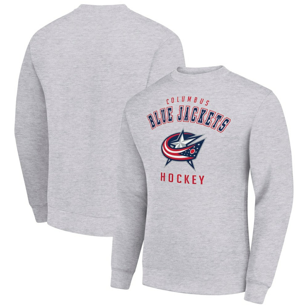 Columbus Blue Jackets - Men's Starter Team Logo Fleece Pullover Sweatshirt Heather Gray