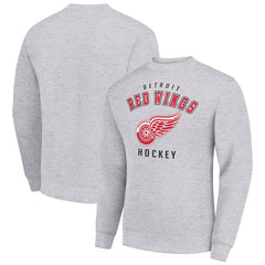 Detroit Red Wings - Men's Starter Team Logo Fleece Pullover Sweatshirt Heather Gray