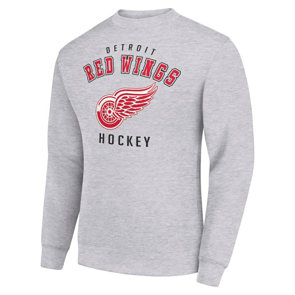 Detroit Red Wings - Men's Starter Team Logo Fleece Pullover Sweatshirt Heather Gray