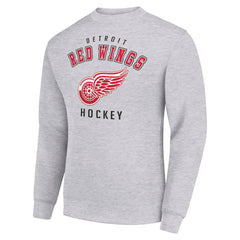 Detroit Red Wings - Men's Starter Team Logo Fleece Pullover Sweatshirt Heather Gray