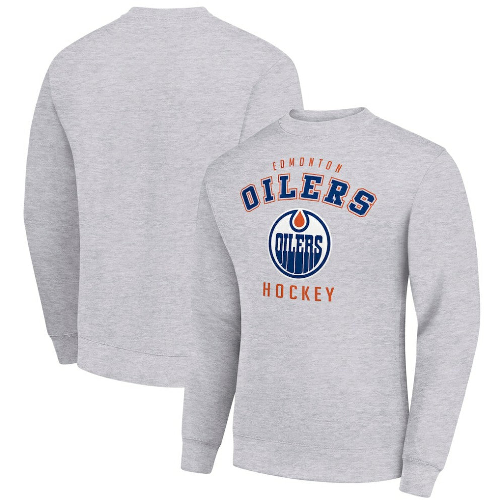 Edmonton Oilers - Men's Starter Team Logo Fleece Pullover Sweatshirt Heather Gray