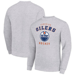 Edmonton Oilers - Men's Starter Team Logo Fleece Pullover Sweatshirt Heather Gray