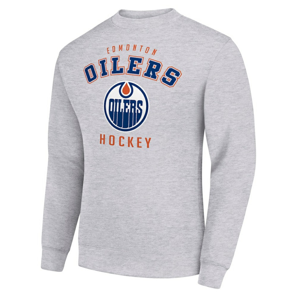 Edmonton Oilers - Men's Starter Team Logo Fleece Pullover Sweatshirt Heather Gray