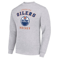 Edmonton Oilers - Men's Starter Team Logo Fleece Pullover Sweatshirt Heather Gray
