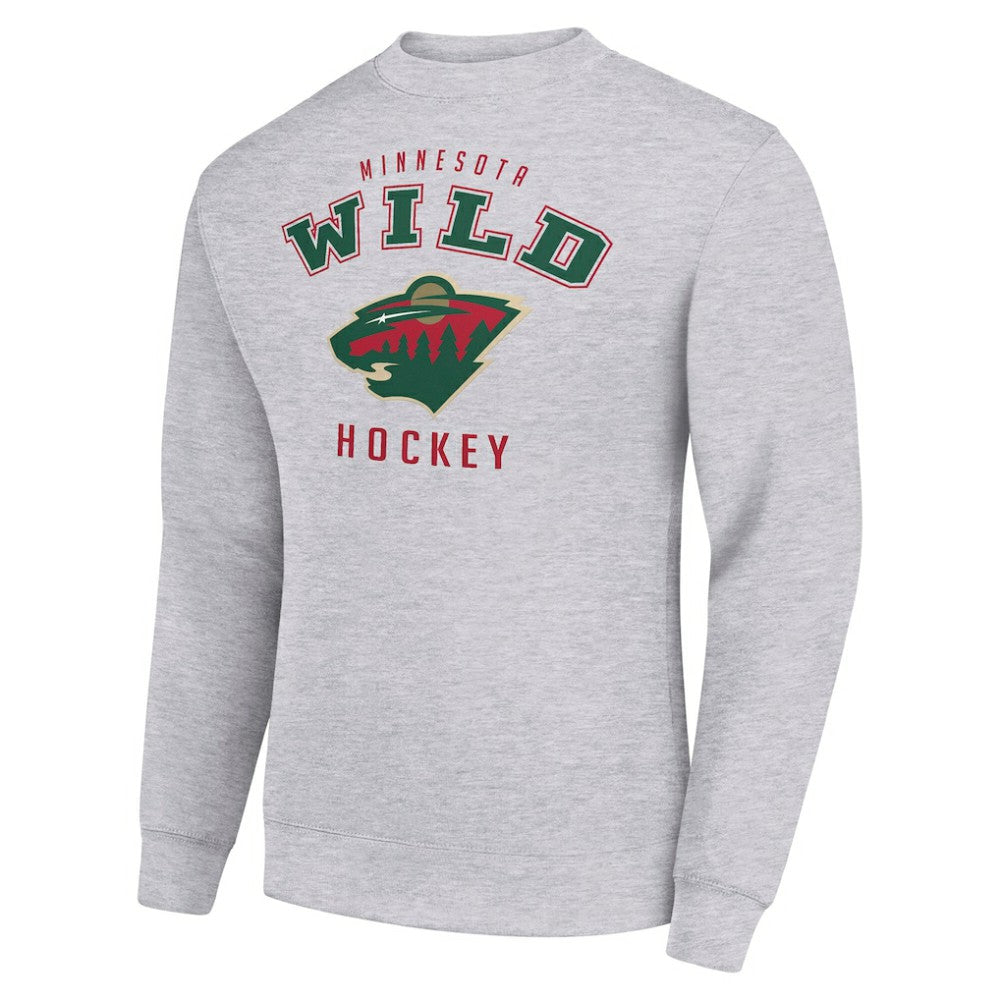 Minnesota Wild - Men's Starter Team Logo Fleece Pullover Sweatshirt Heather Gray