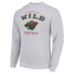 Minnesota Wild - Men's Starter Team Logo Fleece Pullover Sweatshirt Heather Gray