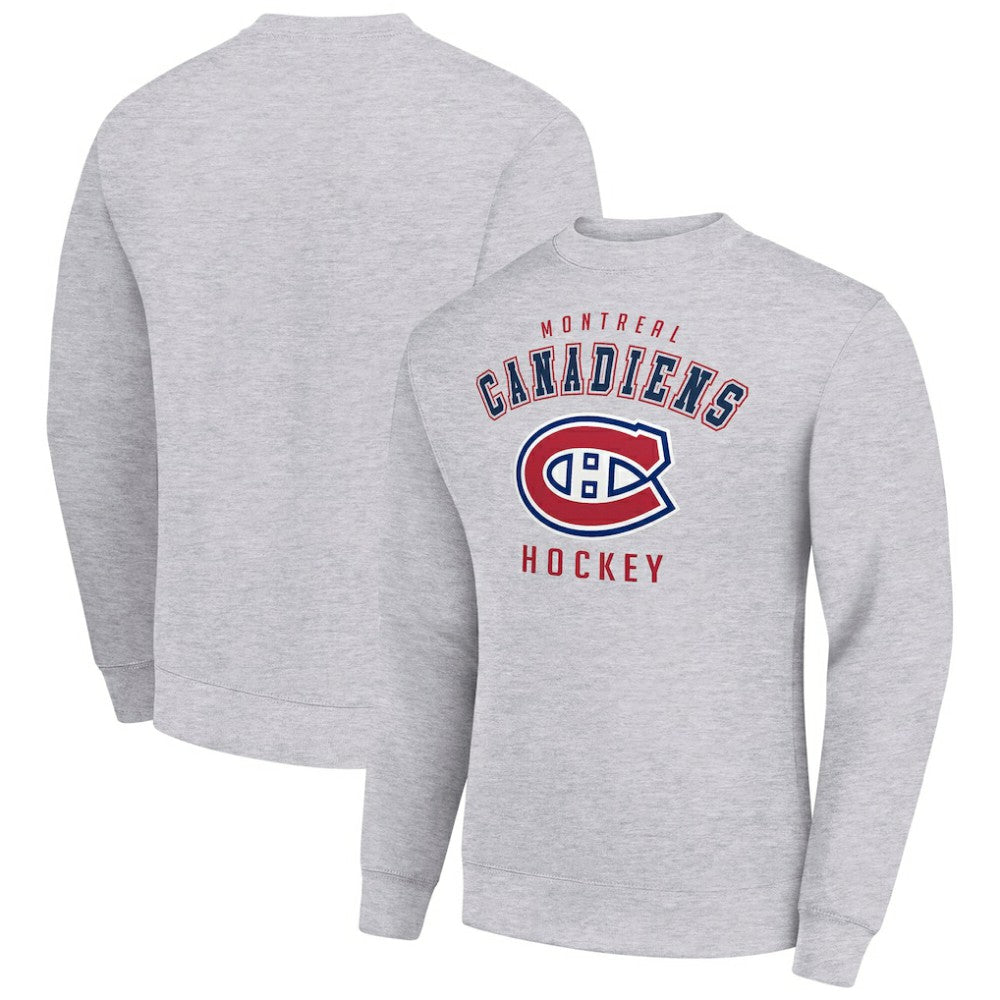 Montreal Canadiens - Men's Starter Team Logo Fleece Pullover Sweatshirt Heather Gray