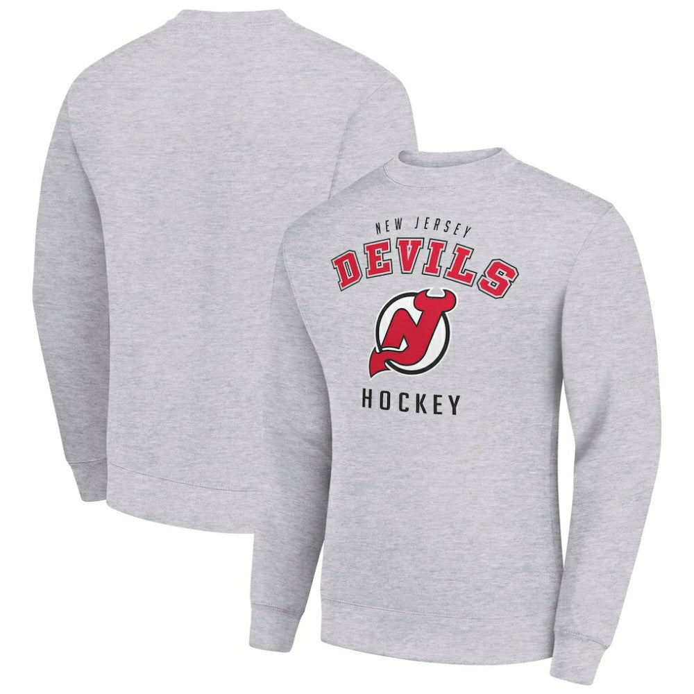 New Jersey Devils - Men's Starter Team Logo Fleece Pullover Sweatshirt Heather Gray