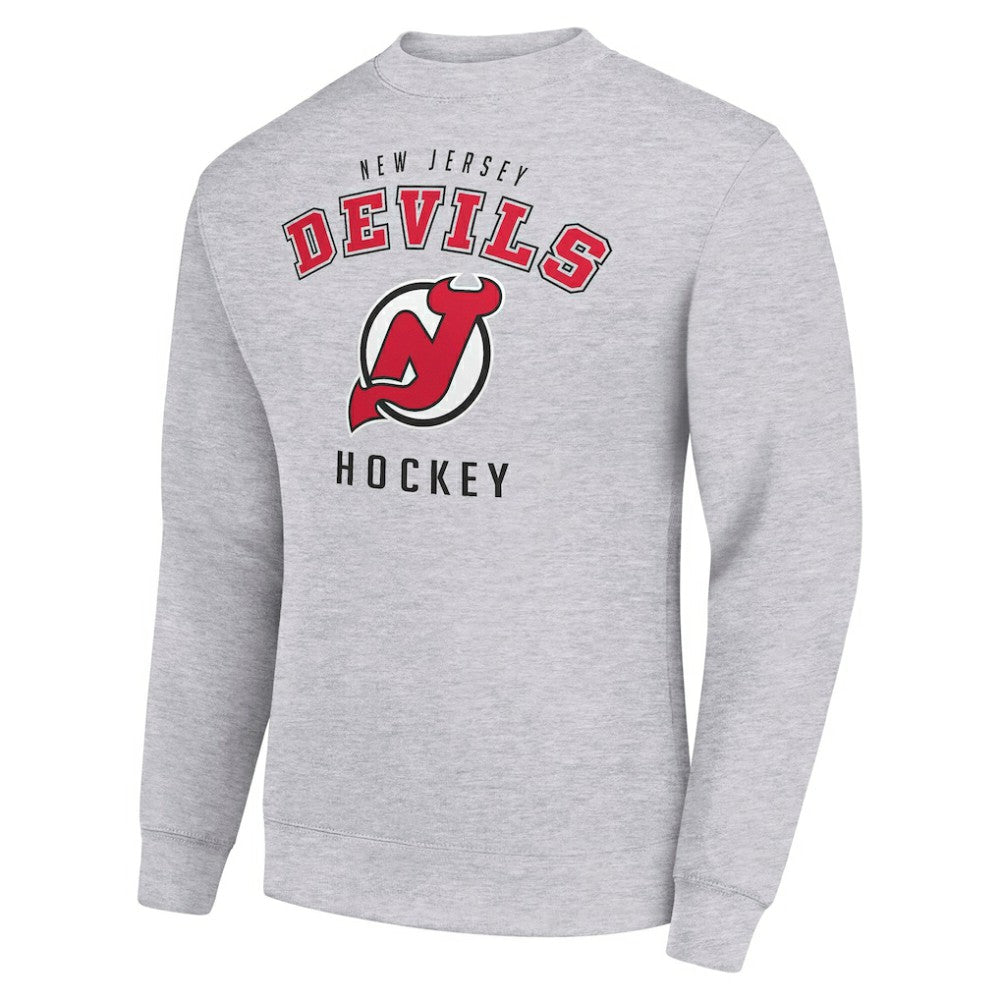 New Jersey Devils - Men's Starter Team Logo Fleece Pullover Sweatshirt Heather Gray