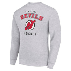 New Jersey Devils - Men's Starter Team Logo Fleece Pullover Sweatshirt Heather Gray