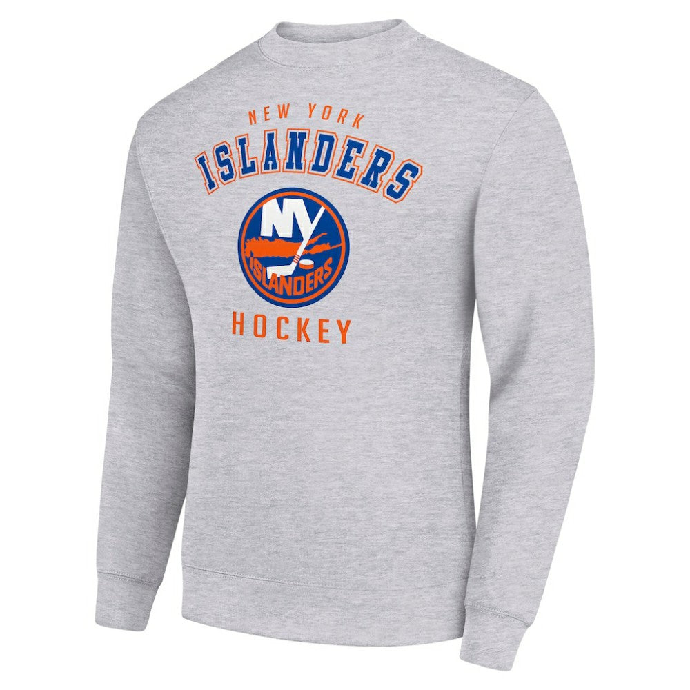 New York Islanders - Men's Starter Team Logo Fleece Pullover Sweatshirt Heather Gray
