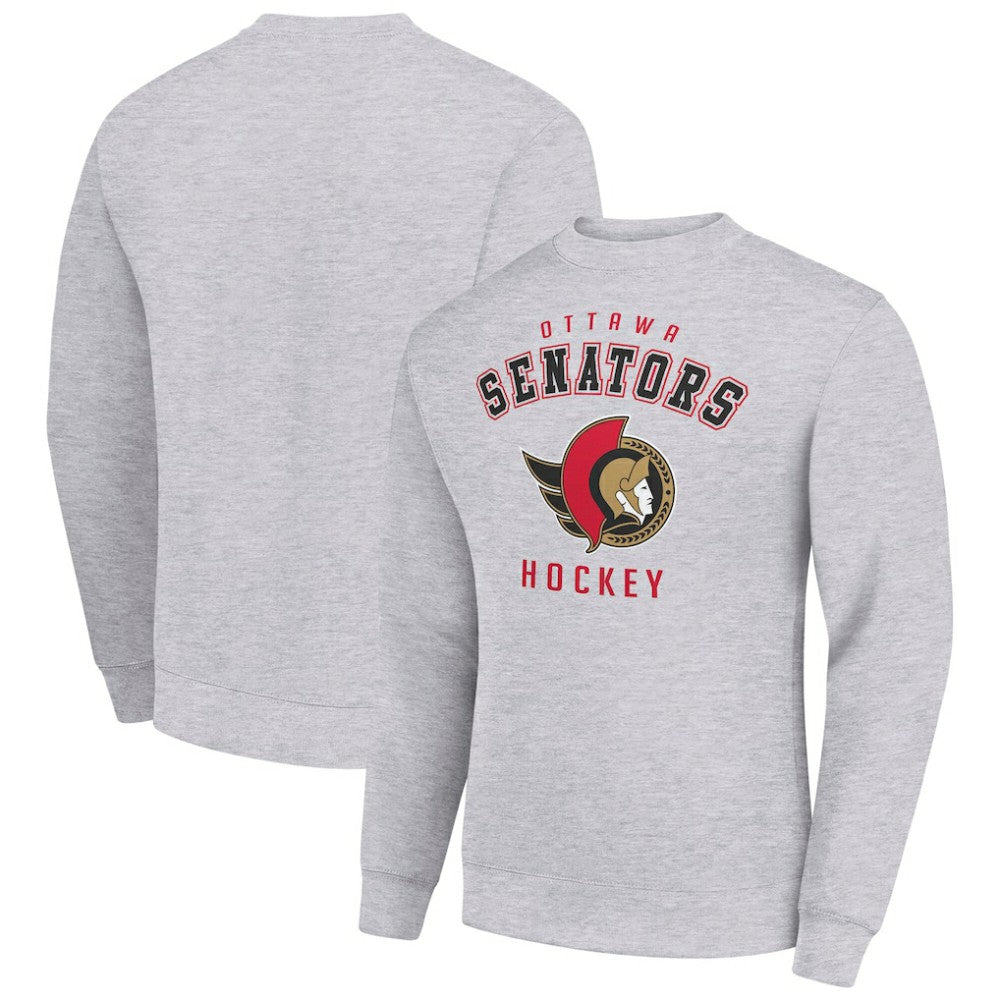 Ottawa Senators - Men's Starter Team Logo Fleece Pullover Sweatshirt Heather Gray