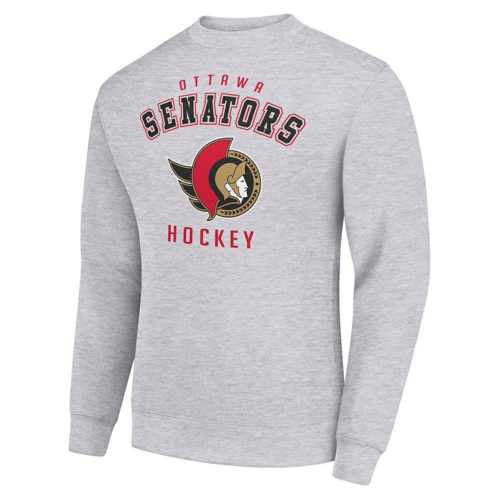 Ottawa Senators - Men's Starter Team Logo Fleece Pullover Sweatshirt Heather Gray