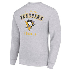 Pittsburgh Penguins Men's Starter Team Logo Fleece Pullover Sweatshirt Heather Gray
