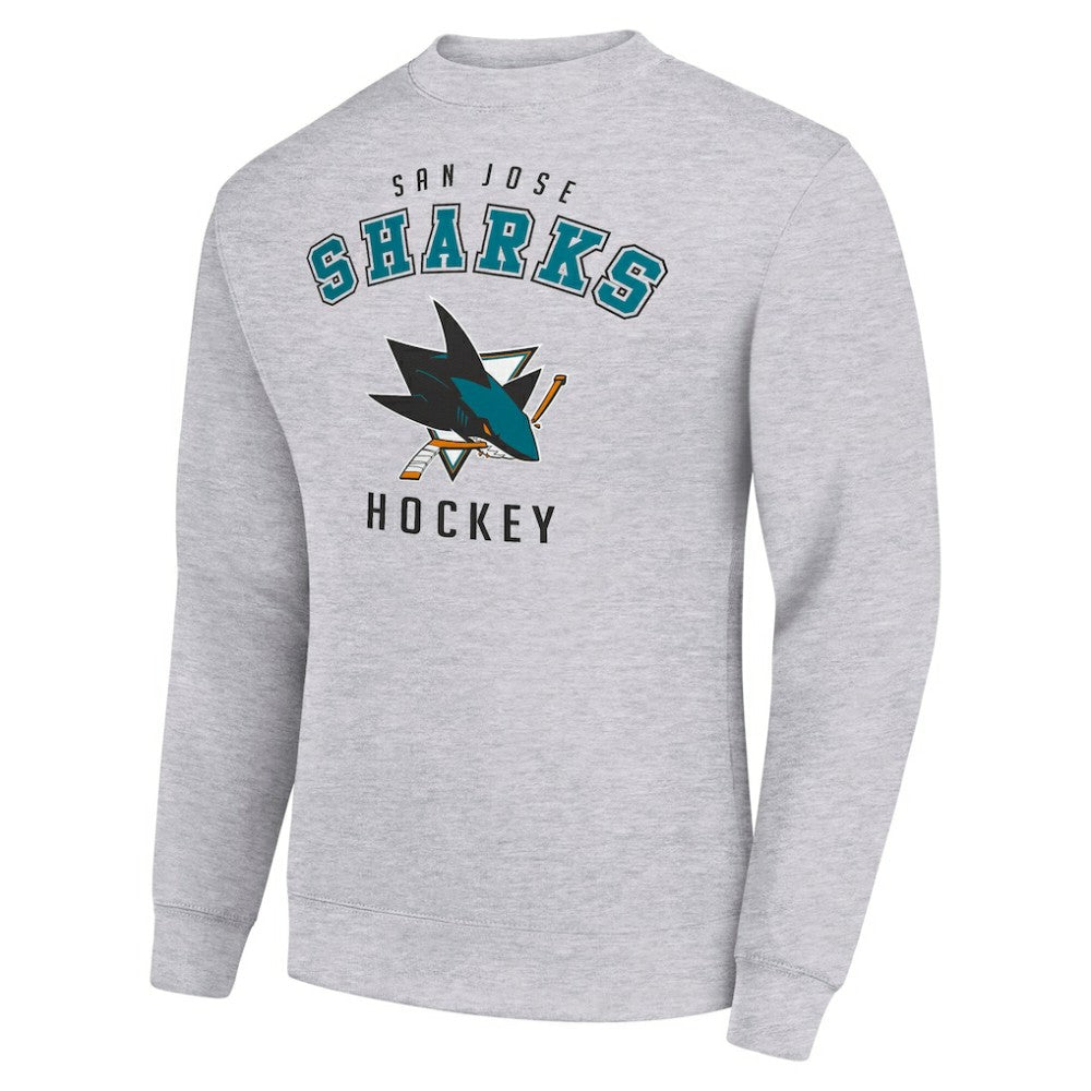 San Jose Sharks - Men's Starter Team Logo Fleece Pullover Sweatshirt Heather Gray