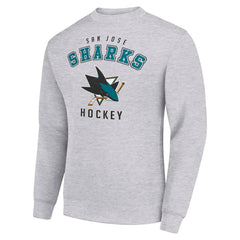 San Jose Sharks - Men's Starter Team Logo Fleece Pullover Sweatshirt Heather Gray