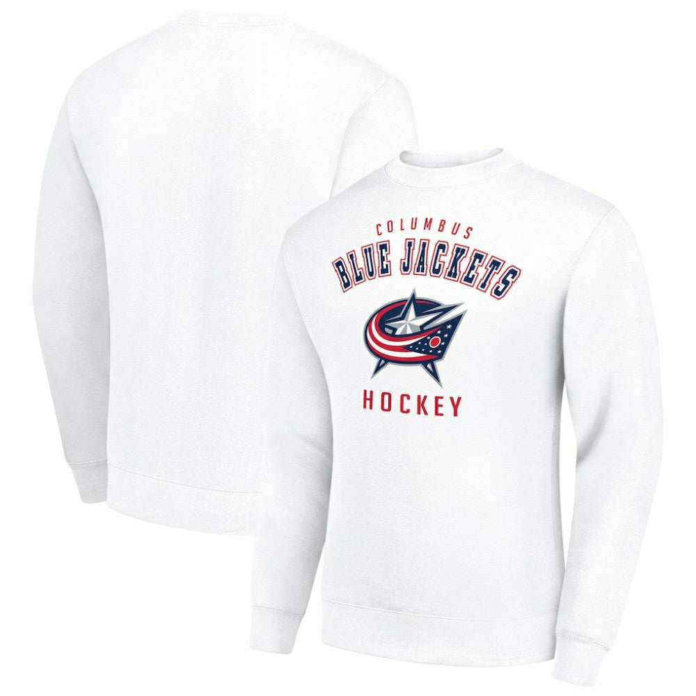 Columbus Blue Jackets - Men's Starter Team Logo Fleece Pullover Sweatshirt White