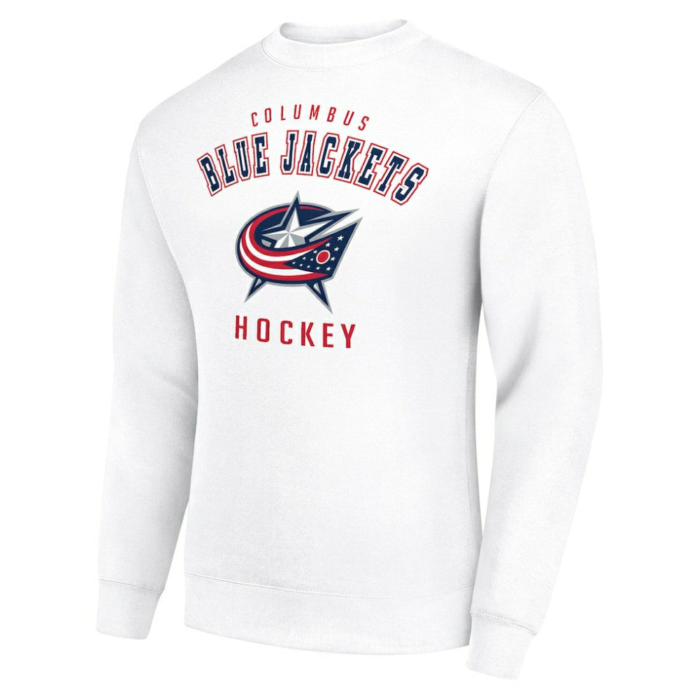 Columbus Blue Jackets - Men's Starter Team Logo Fleece Pullover Sweatshirt White