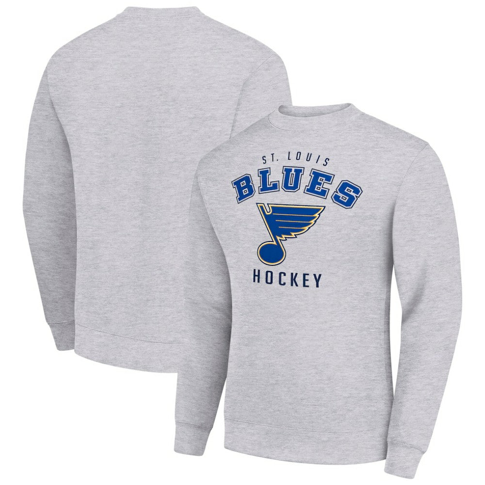 St. Louis Blues - Men's Starter Team Logo Fleece Pullover Sweatshirt Heather Gray