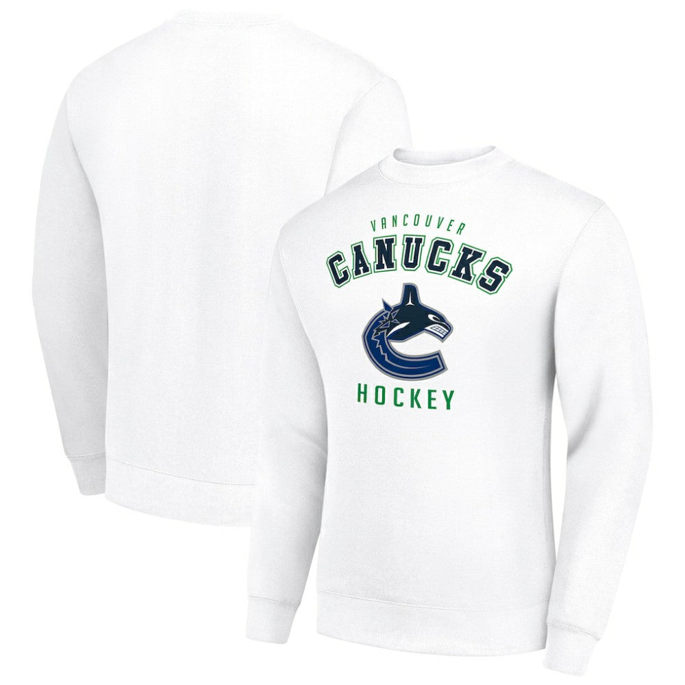 Vancouver Canucks - Men's Starter Team Logo Fleece Pullover Sweatshirt White