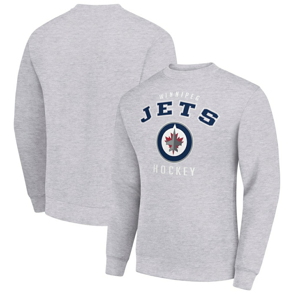 Winnipeg Jets - Men's Starter Team Logo Fleece Pullover Sweatshirt Heather Gray