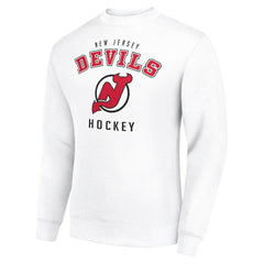 New Jersey Devils - Men's Starter Team Logo Fleece Pullover Sweatshirt White
