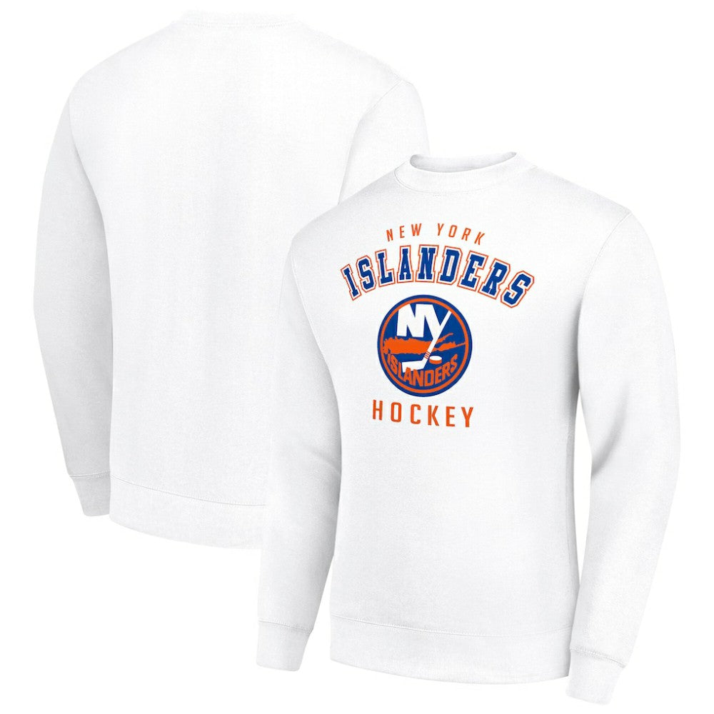 New York Islanders - Men's Starter Team Logo Fleece Pullover Sweatshirt White