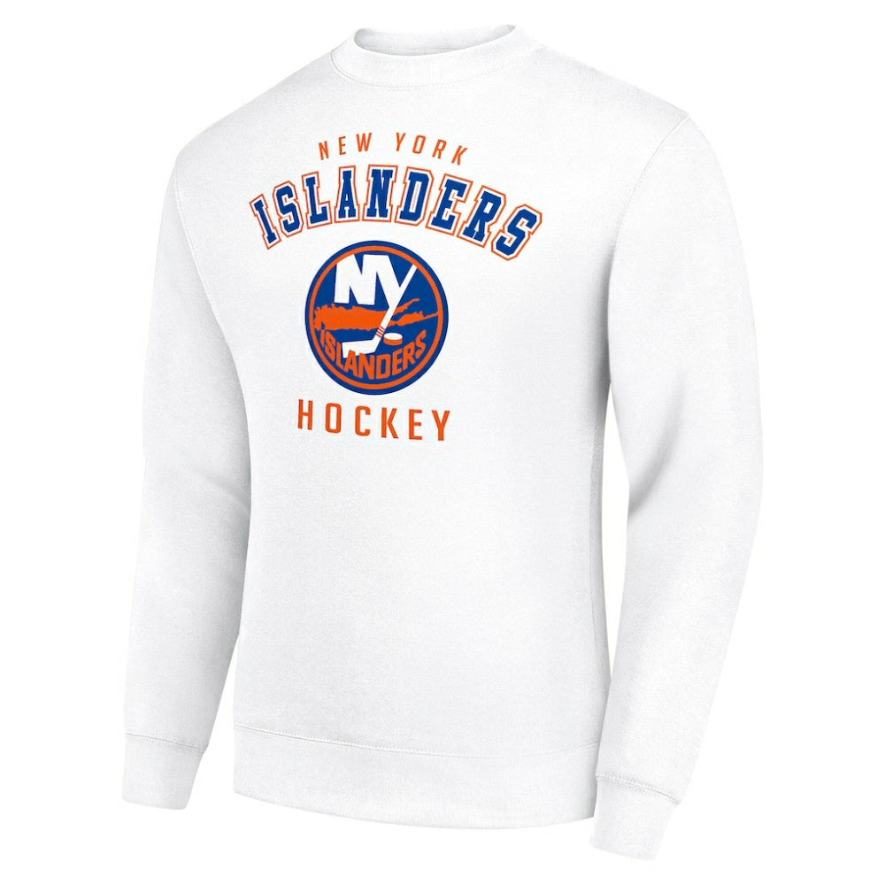 New York Islanders - Men's Starter Team Logo Fleece Pullover Sweatshirt White