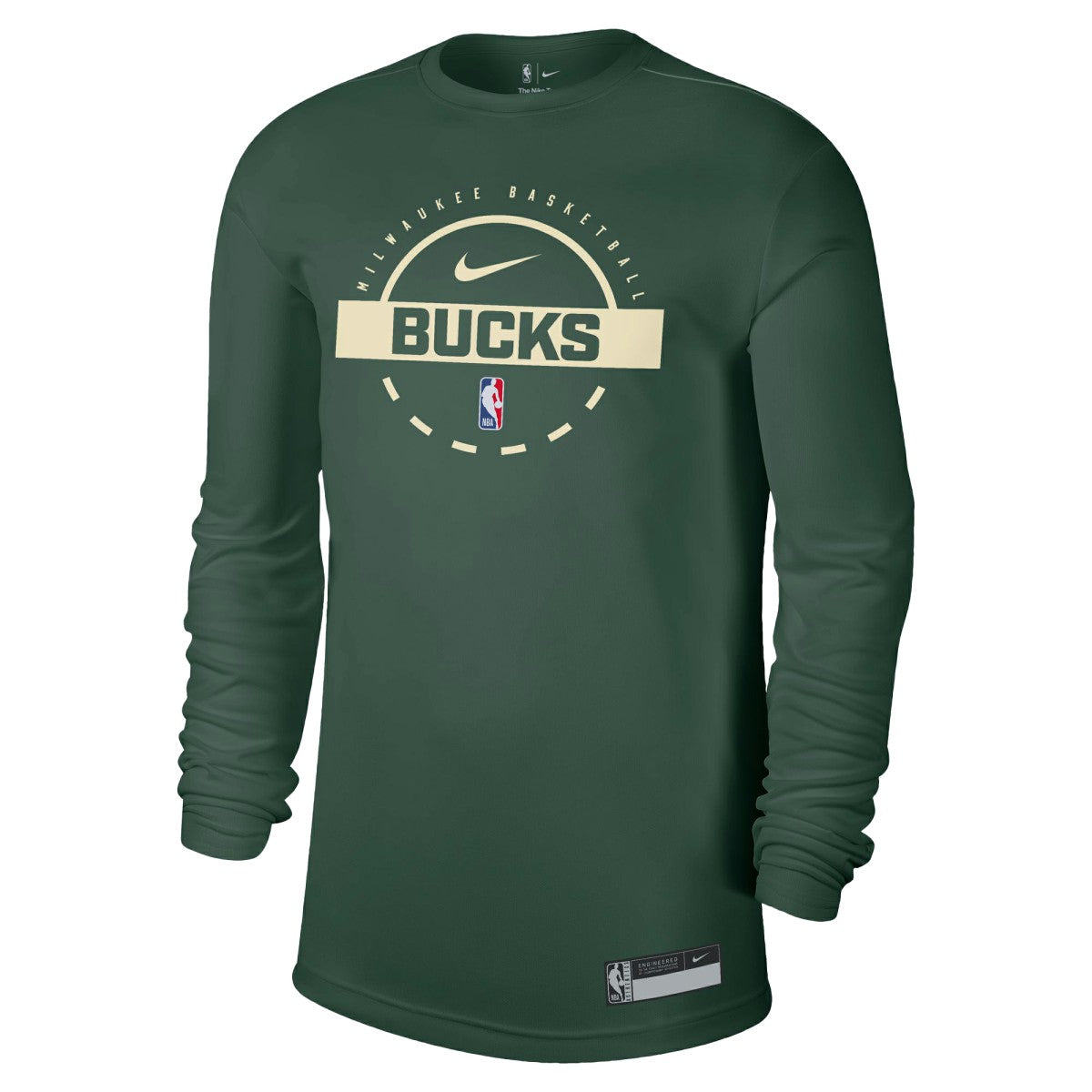 Nike - Milwaukee Bucks 2025/26 On-Court Flare Dri-FIT Practice Long Sleeve Tri-Blend T-Shirt - Hunter Green