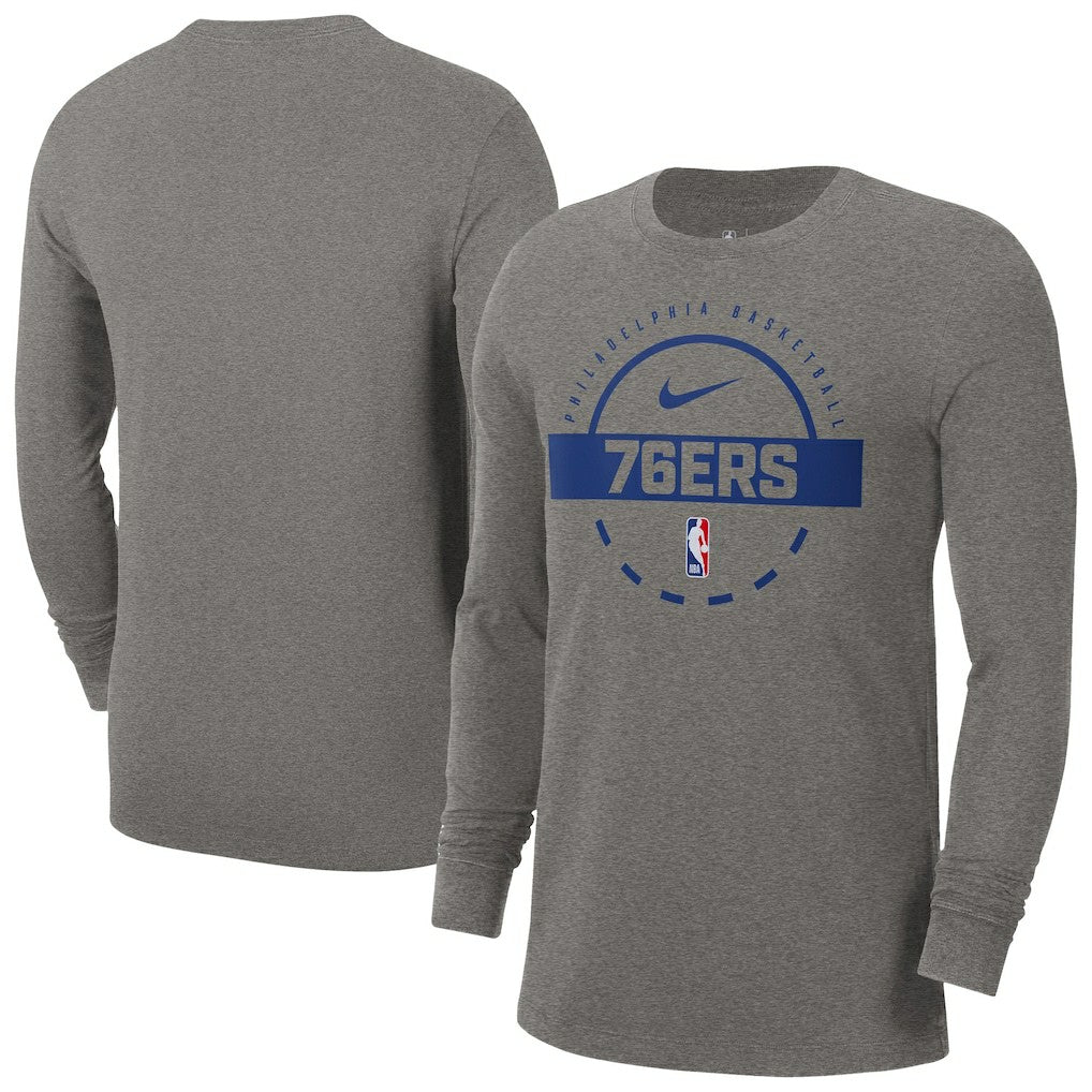 Nike - Philadelphia 76ers Authentic Long Sleeve Practice T-Shirt - Charcoal