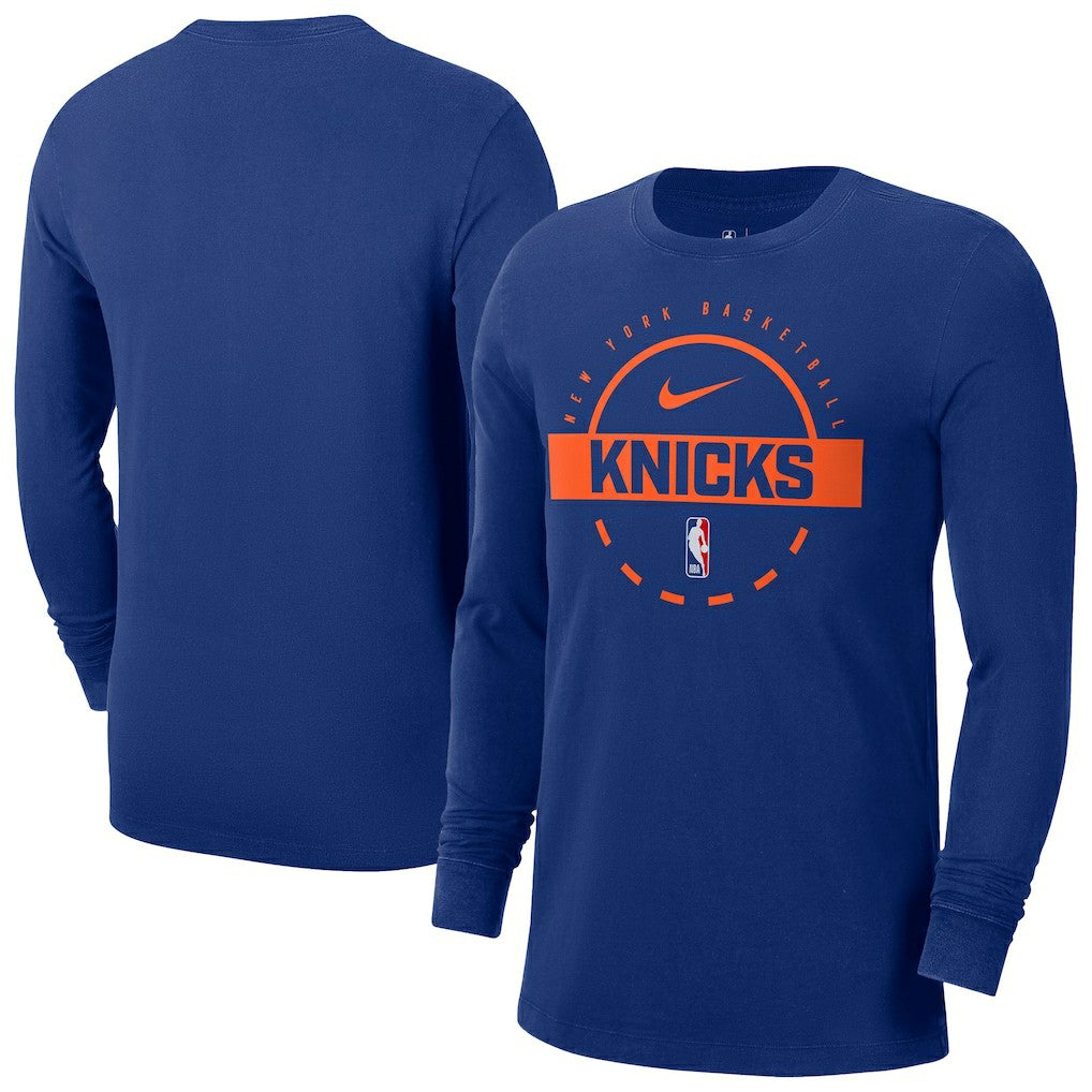 Nike - New York Knicks Authentic Long Sleeve Practice T-Shirt - Blue