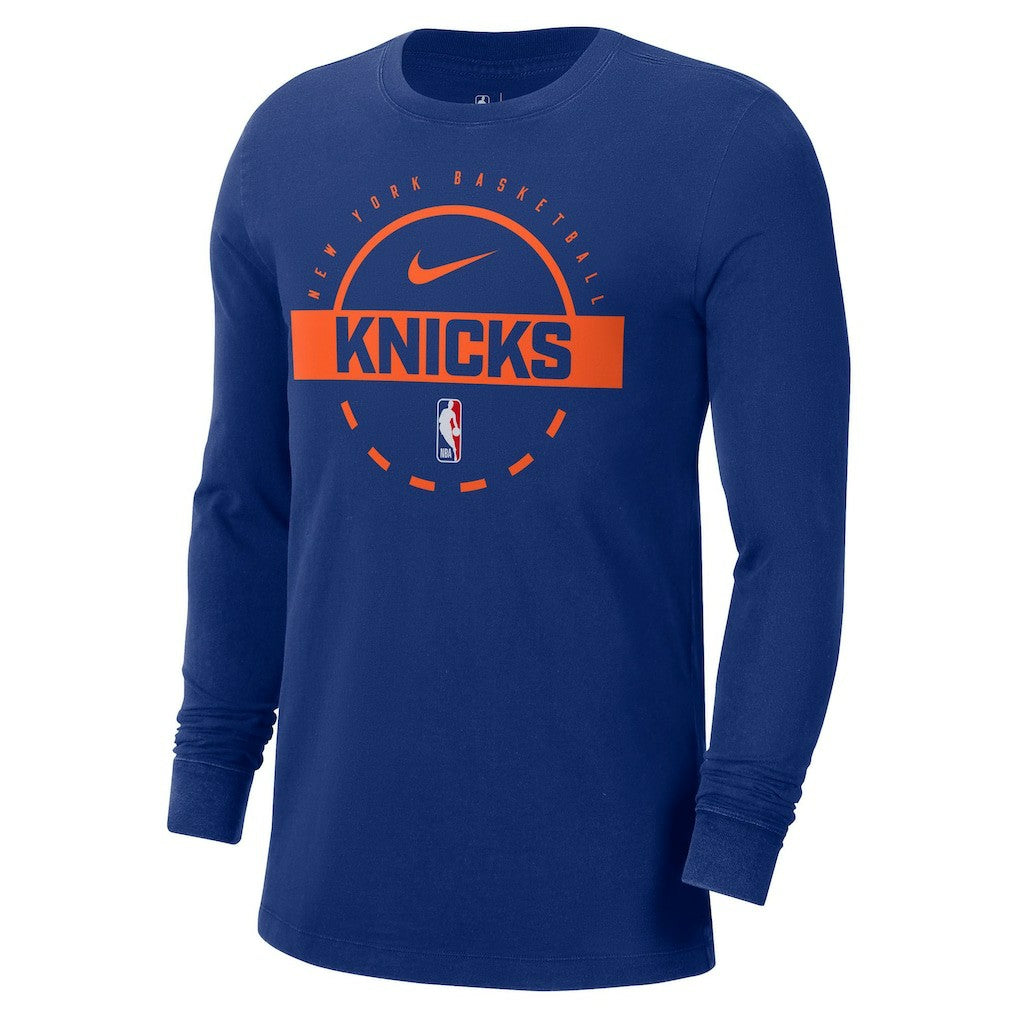 Nike - New York Knicks Authentic Long Sleeve Practice T-Shirt - Blue