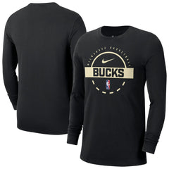 Nike - Milwaukee Bucks Authentic Long Sleeve Practice T-Shirt - Black