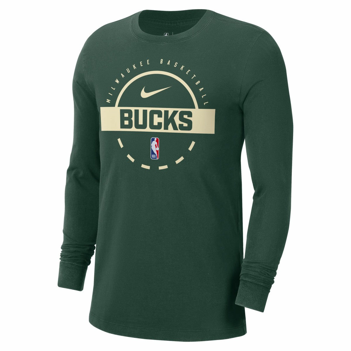 Nike - Milwaukee Bucks Authentic Long Sleeve Practice T-Shirt - Hunter Green