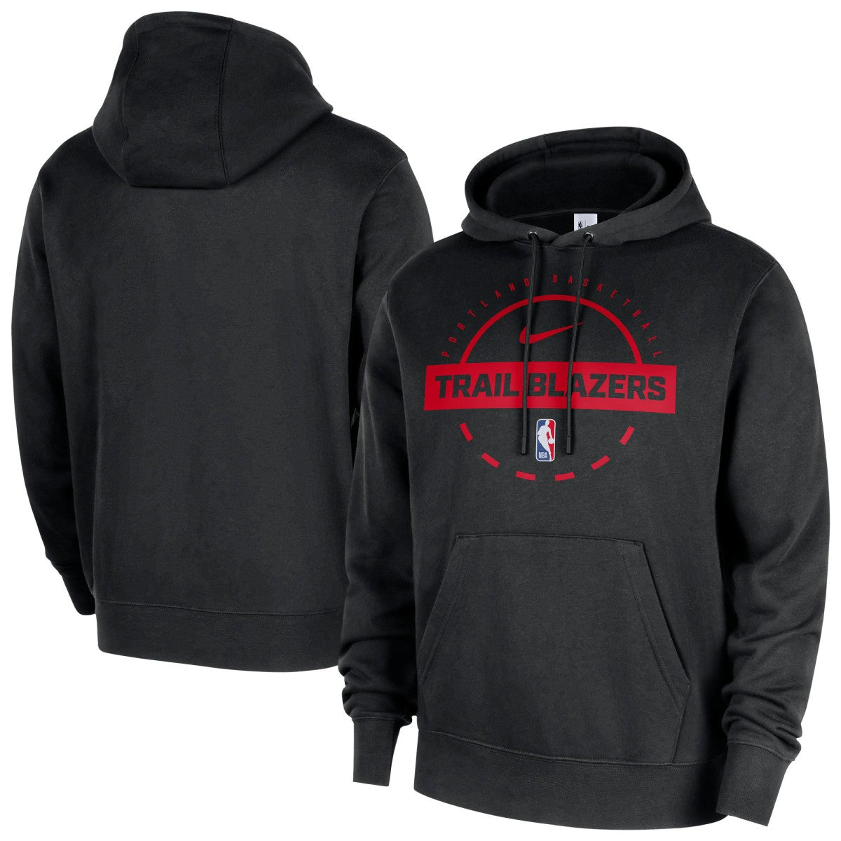 Nike - Portland Trail Blazers 2025/26 Authentic Practice Club Pullover Hoodie - Black