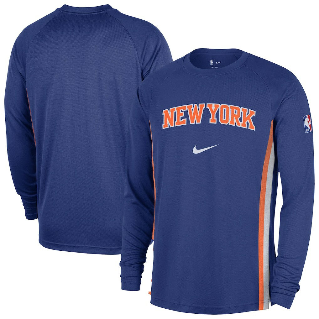 Nike - New York Knicks 2025/26 Authentic Pre-Game Legend Dri-FIT Long Sleeve Shooting Shirt - Blue