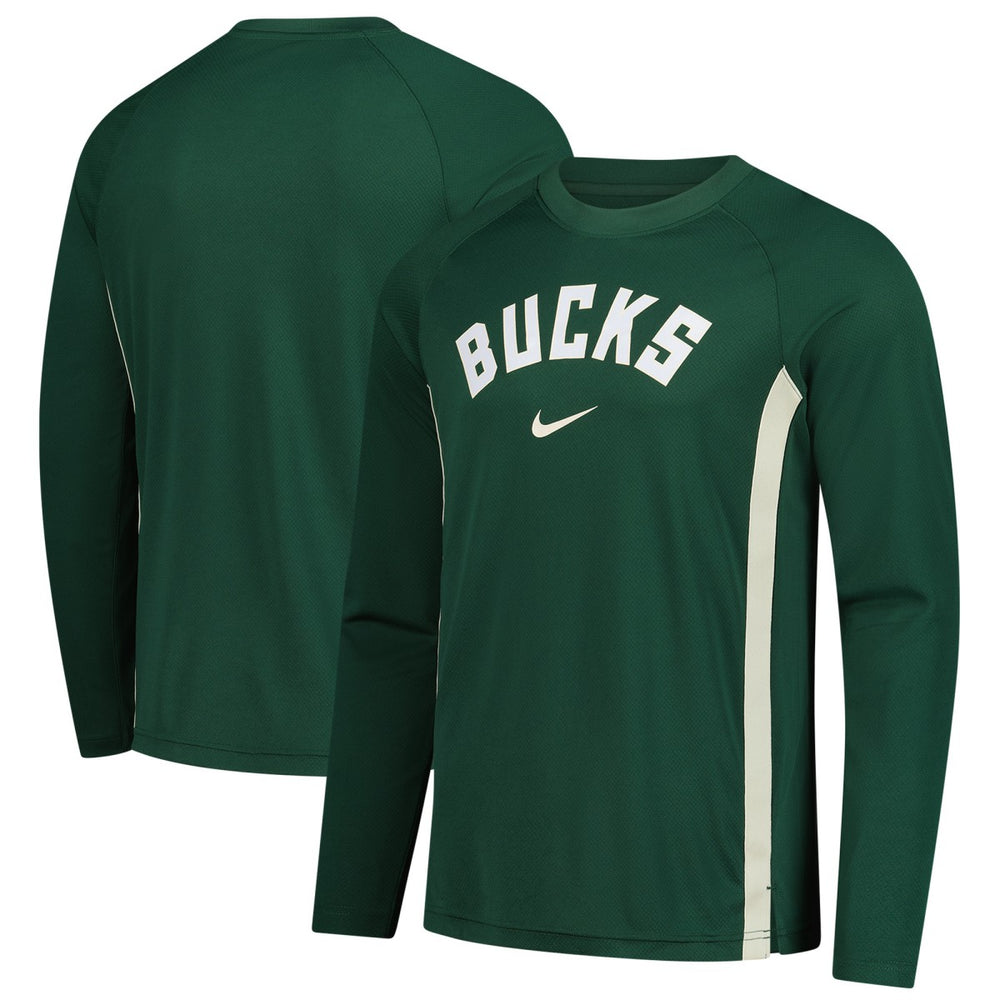 Nike - Milwaukee Bucks 2025/26 Authentic Pre-Game Legend Dri-FIT Long Sleeve Shooting Shirt - Hunter Green